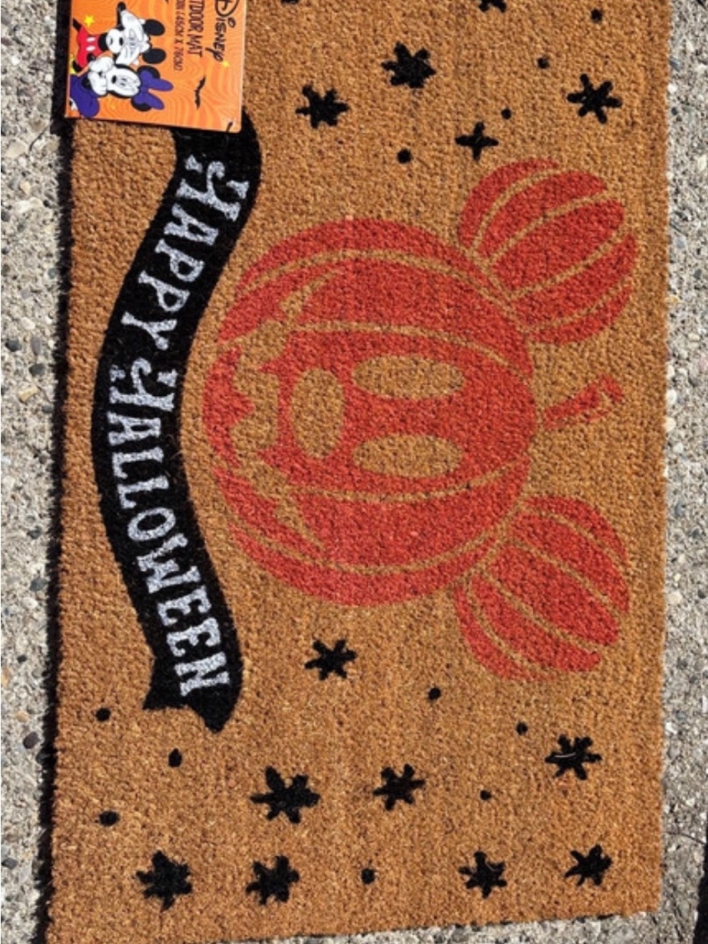 Disney Orange and Black Mickey Pumpkin Halloween Doormat